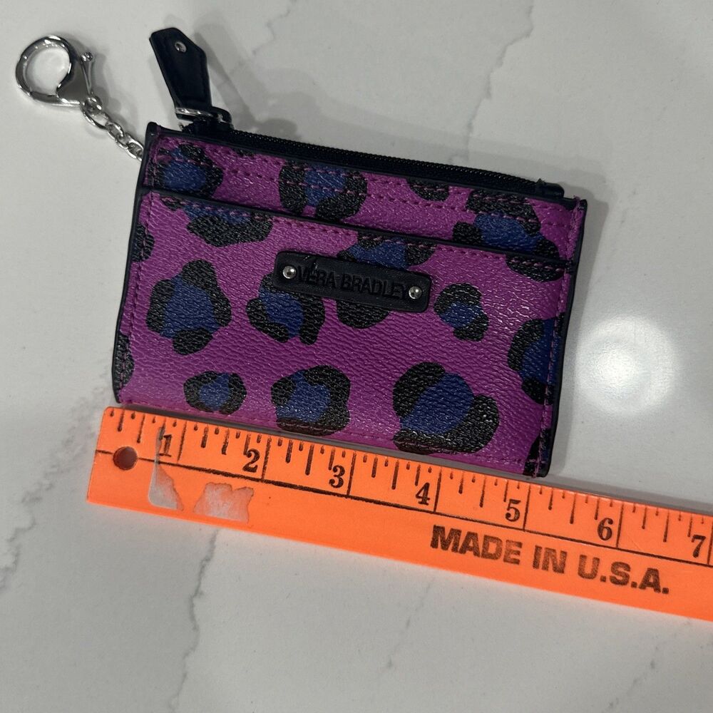 Vera Bradley Purple Leopard Print Faux Leather Slim Coin Purse Card Holder - Picture 4 of 8
